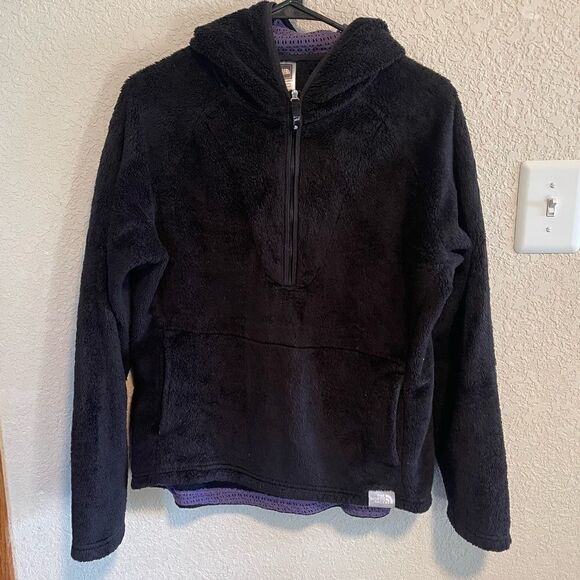 The North Face- Women’s Black Fuzzy Quarter ¼ Zip Hoodie Purple, Size Large - Picture 1 of 6